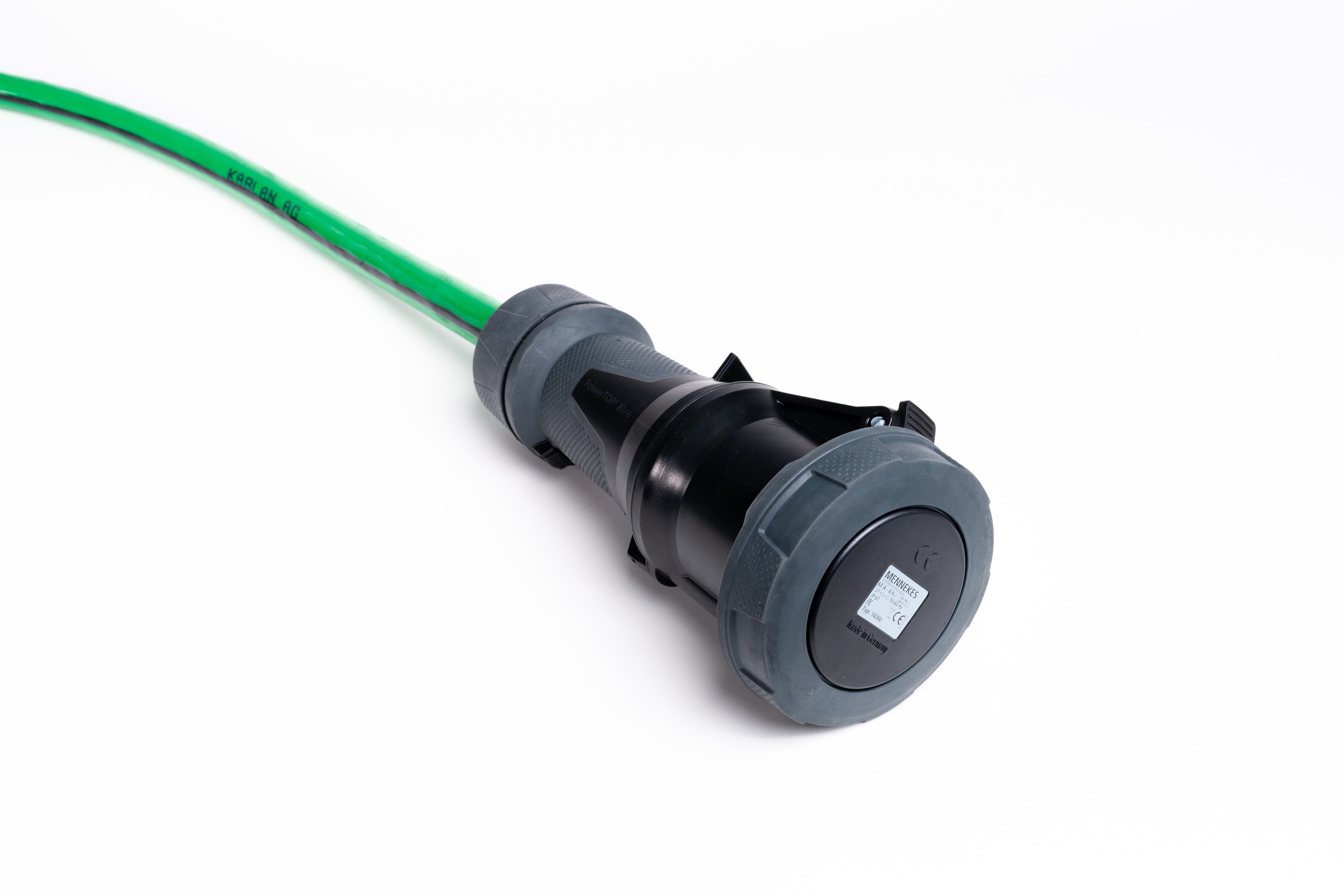 Alu Verlängerungskabel PUR Grün 5x16 konf. Stecker /Kupplung CEE 63A 5pol Schwarz 10m