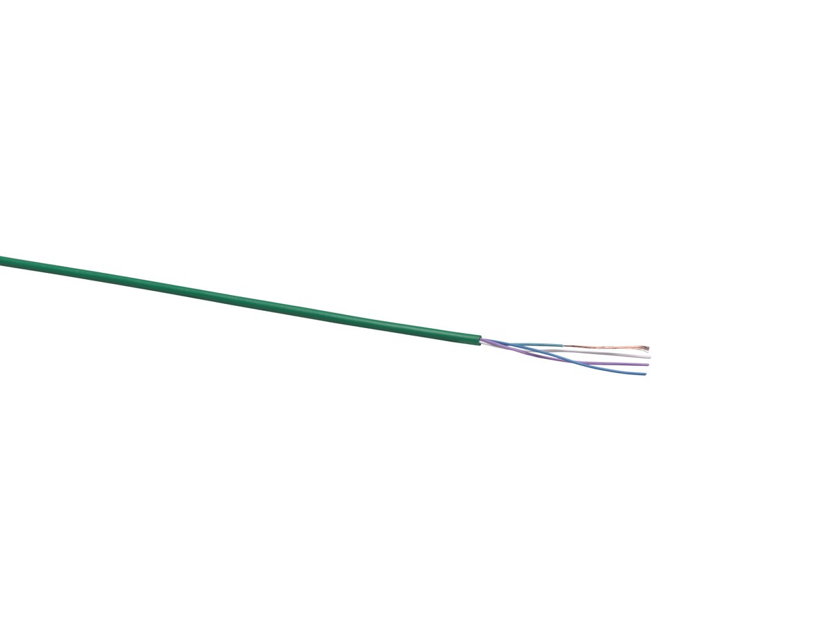 Tel. Kabel 4x0.14 grün, rund LSOH  RAL 6029 (36x0.07)  Aderfarben weiss, blau, türkis, violett