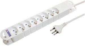Steckdosenl. VARIABL 8xT13 3m mit Schalter und Haftmagnet ws
