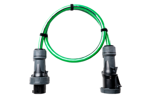 Alu Verlängerungskabel PUR Grün 5x35 konf. Stecker /Kupplung CEE 125A 5pol Schwarz 25m