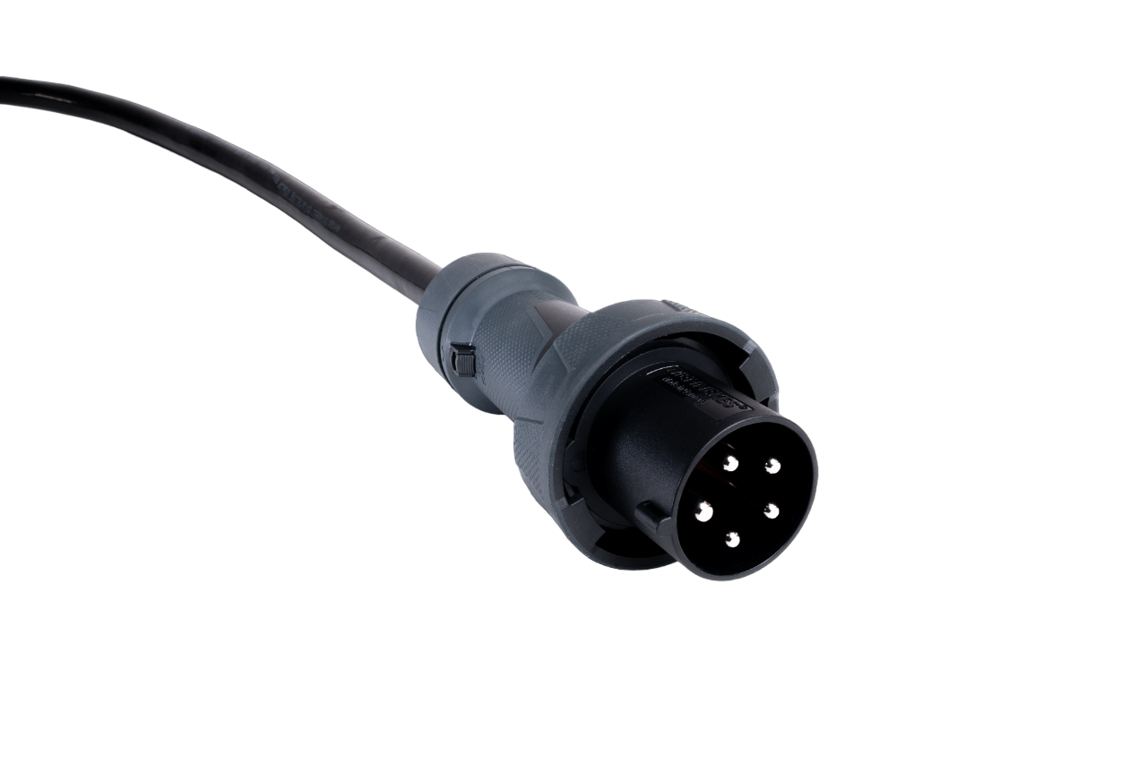 Alu Verlängerungskabel PUR Schwarz 5x16 konf. Stecker/Kupplung CEE 63A 5pol Schwarz 10m
