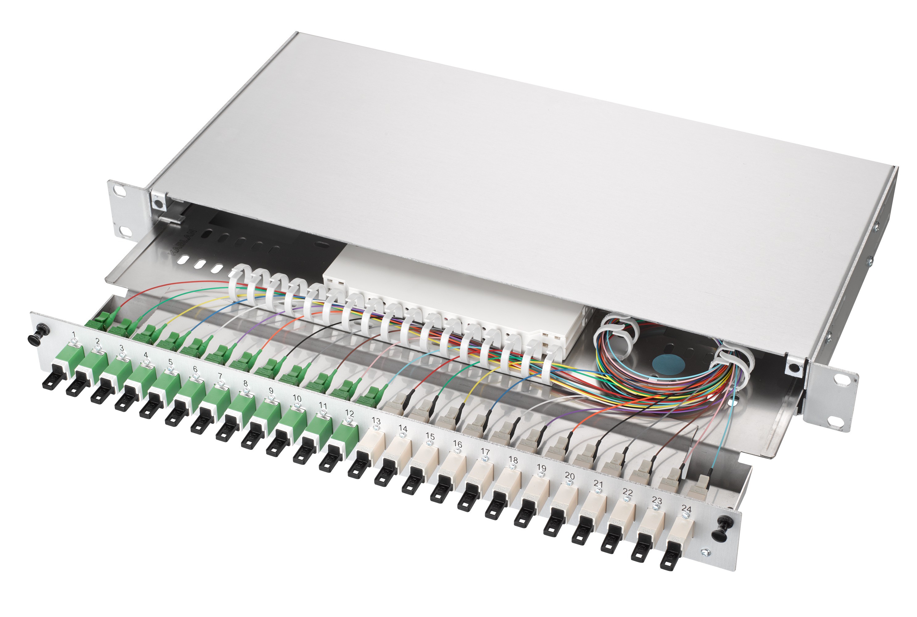 LWL-KEV FUB-Standard 24xSM 9/125 APC E2000/APC grün 1 HE